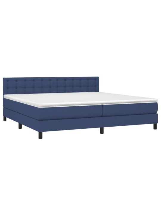 Box spring postel s matrací a led modrá 200x200 cm textil