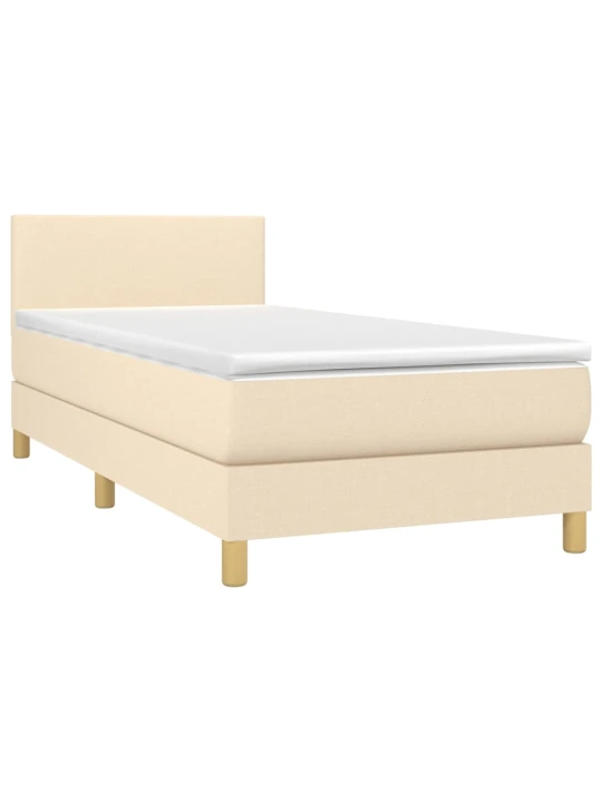 Box spring postel s matrací a LED krémová 80 x 200 cm textil