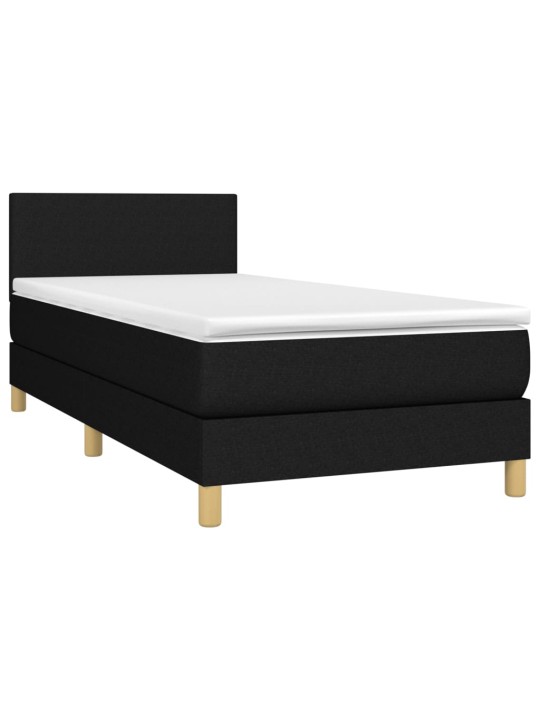 Box spring postel s matrací a LED černá 100x200 cm textil
