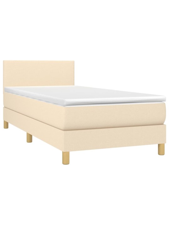 Box spring postel s matrací a LED krémová 100x200 cm textil