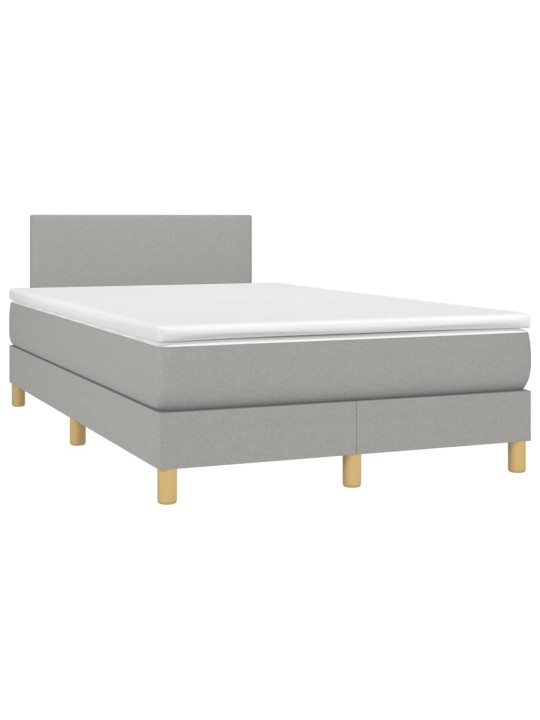 Box spring postel s matrací a LED světle šedá 120x200 cm textil