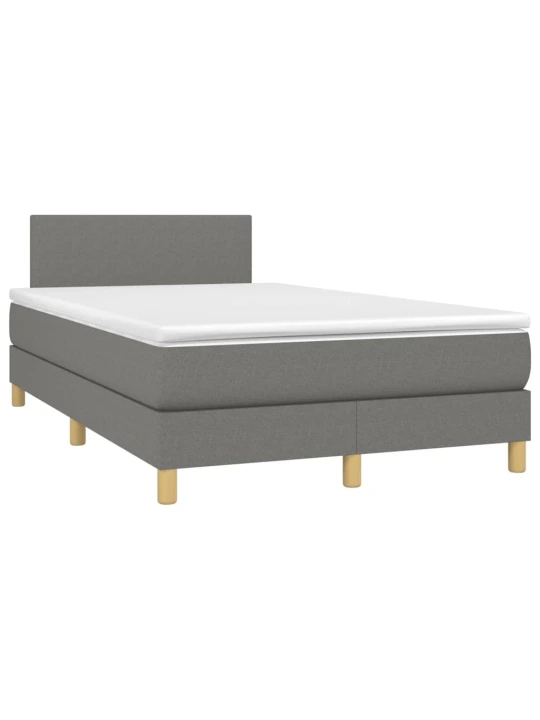 Box spring postel s matrací a LED tmavě šedá 120x200 cm textil