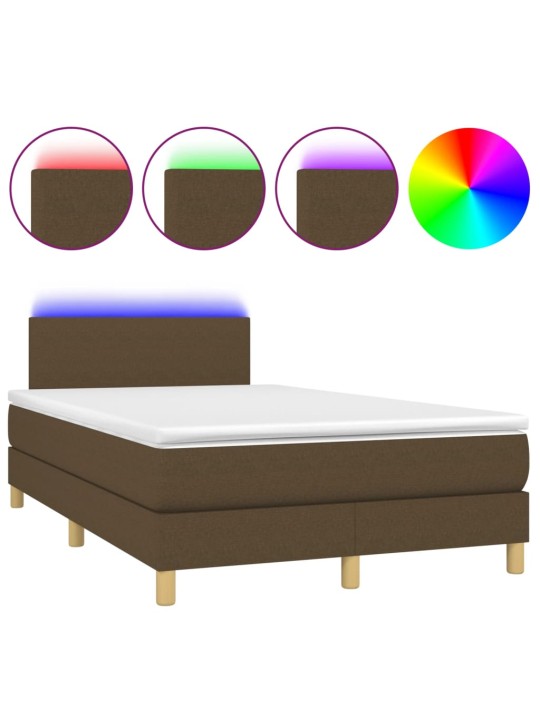 Box spring postel s matrací a LED tmavě hnědá 120x200 cm textil