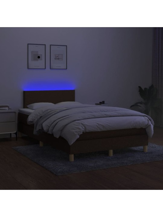 Box spring postel s matrací a LED tmavě hnědá 120x200 cm textil