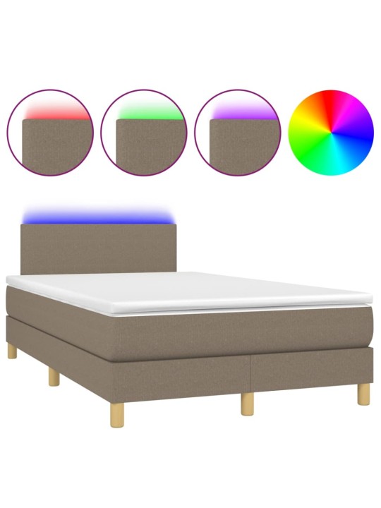 Box spring postel s matrací a LED taupe 120 x 200 cm textil