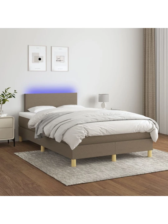 Box spring postel s matrací a LED taupe 120 x 200 cm textil