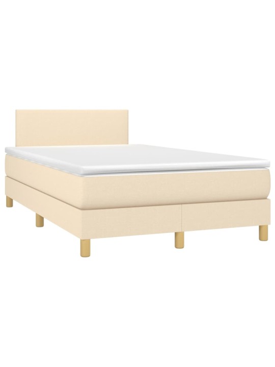 Box spring postel s matrací a LED krémová 120 x 200 cm textil