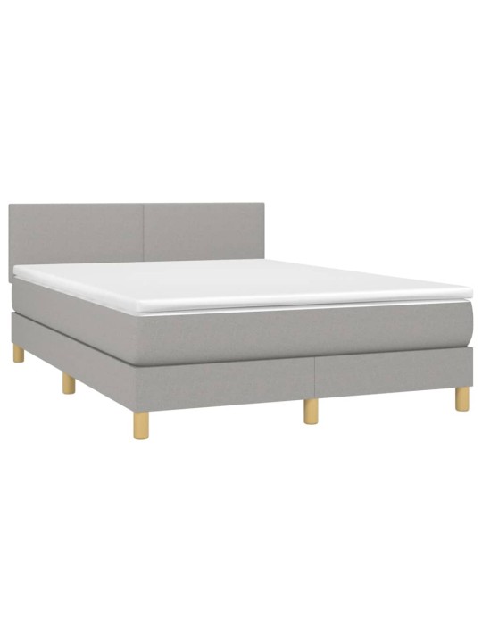 Box spring postel s matrací a LED světle šedá 140x190 cm textil