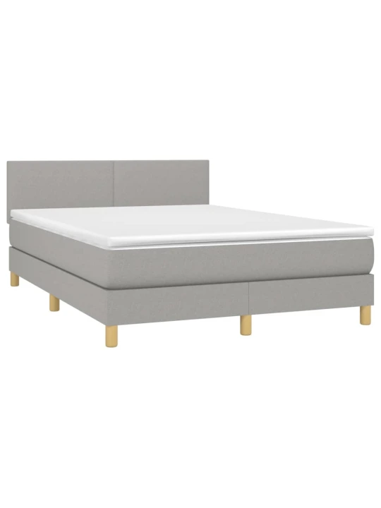Box spring postel s matrací a LED světle šedá 140x190 cm textil