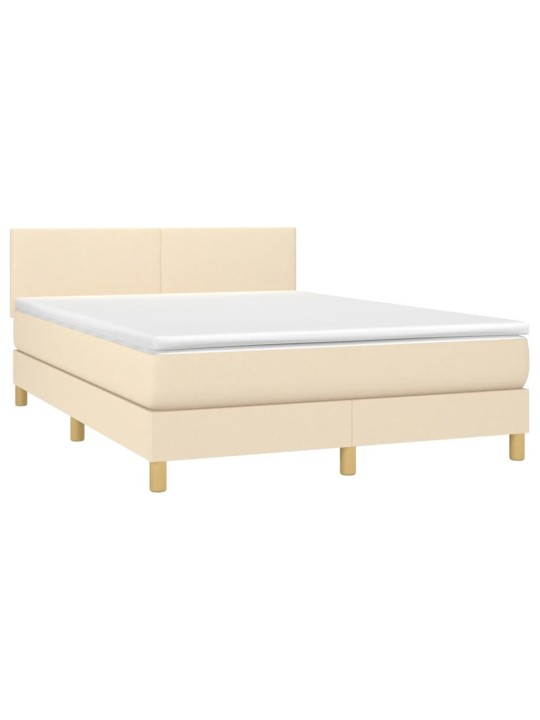Box spring postel s matrací a LED krémová 140x190 cm textil