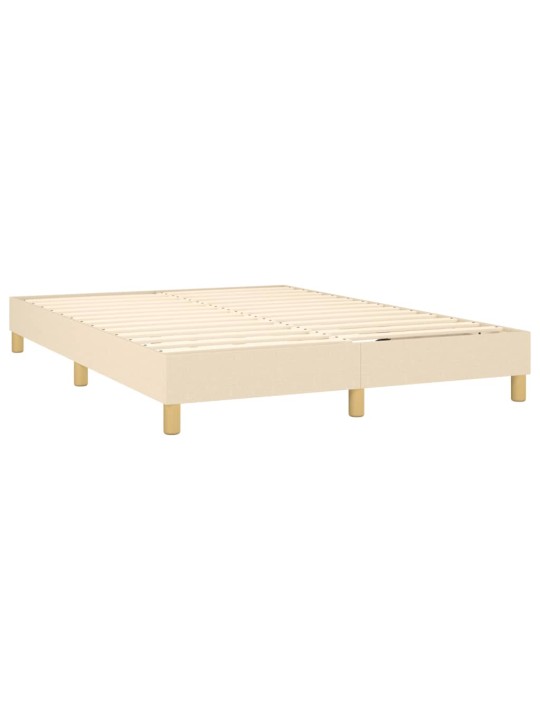 Box spring postel s matrací a LED krémová 140x190 cm textil