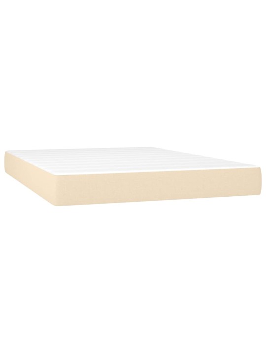 Box spring postel s matrací a LED krémová 140x190 cm textil