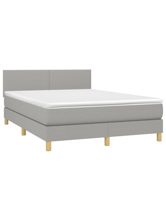 Box spring postel s matrací a LED světle šedá 140x200 cm textil