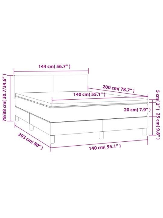 Box spring postel s matrací a LED černá 140x200 cm textil