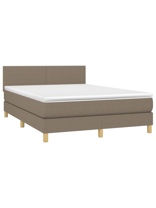 Box spring postel s matrací a LED taupe 140x200 cm textil