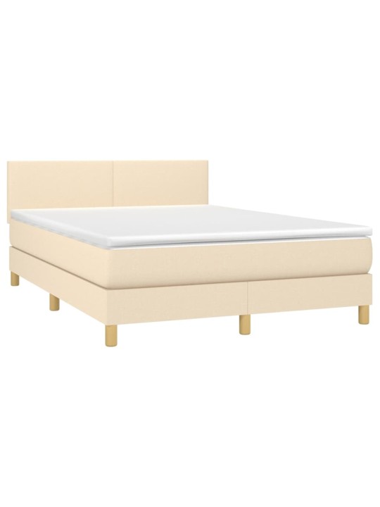 Box spring postel s matrací a led krémová 140x200 cm textil