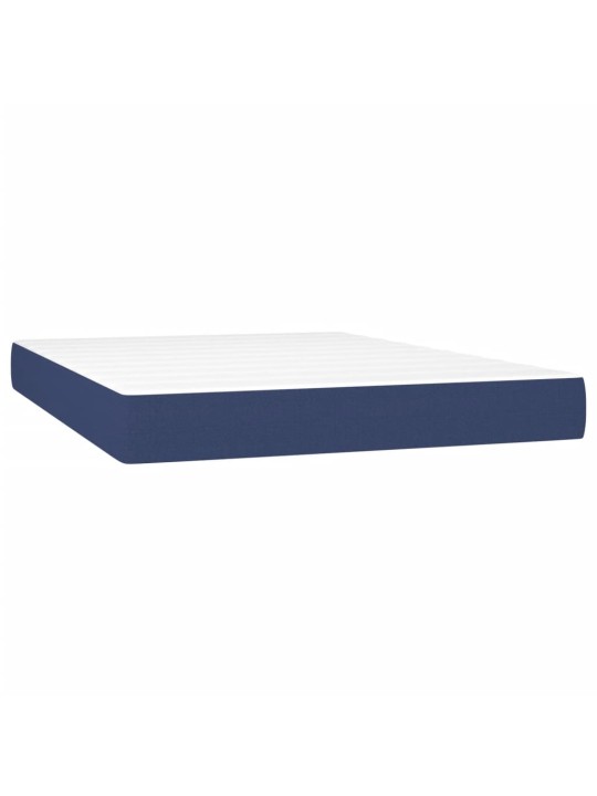 Box spring postel s matrací a led modrá 140x200 cm textil