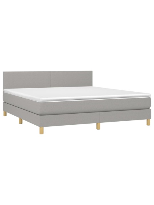 Box spring postel s matrací a LED světle šedá 160x200 cm textil