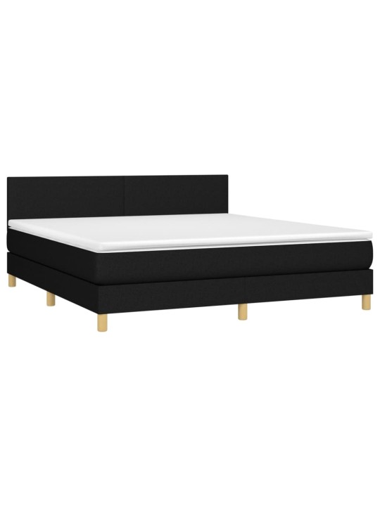 Box spring postel s matrací a LED černá 160x200 cm textil