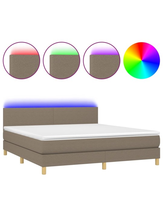 Box spring postel s matrací a LED taupe 160x200 cm textil