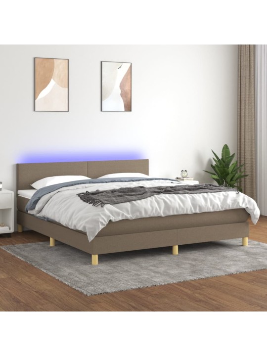 Box spring postel s matrací a LED taupe 160x200 cm textil