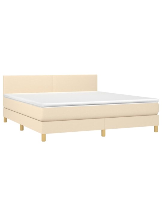Box spring postel s matrací a LED krémová 160x200 cm textil