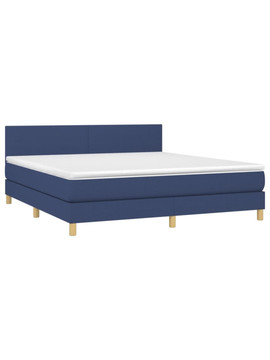 Box spring postel s matrací a LED modrá 160x200 cm textil