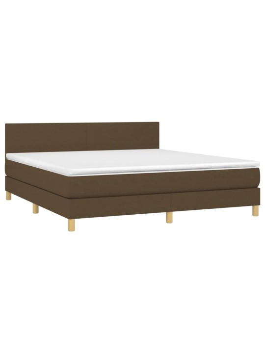 Box spring postel s matrací a LED tmavě hnědá 180x200 cm textil