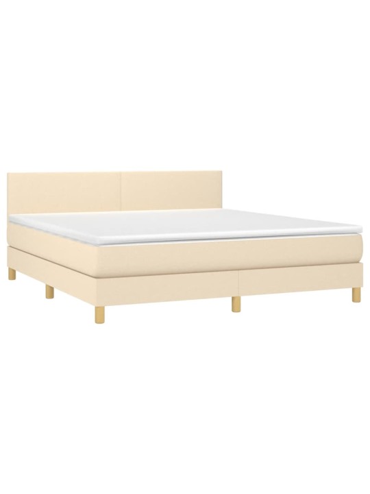 Box spring postel s matrací a led krémová 180x200 cm textil
