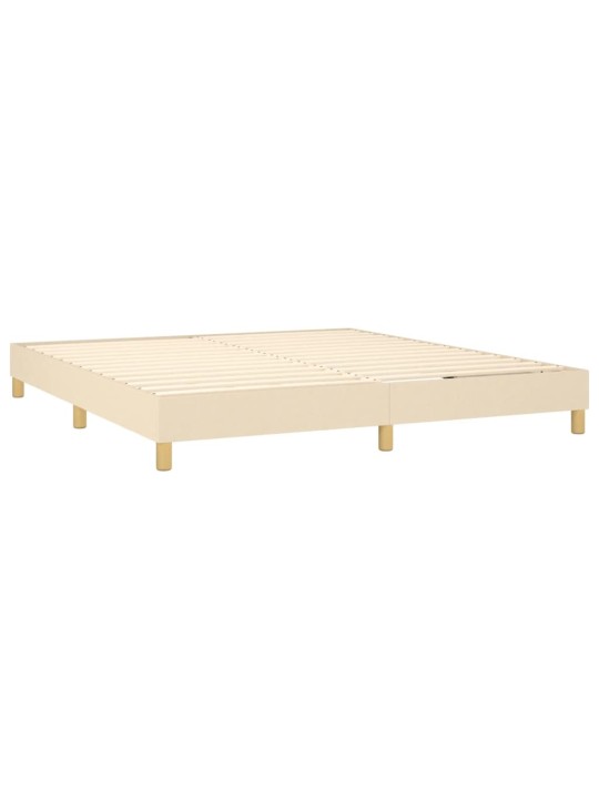 Box spring postel s matrací a led krémová 180x200 cm textil