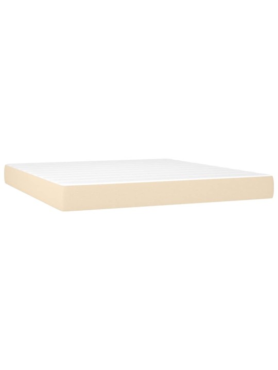 Box spring postel s matrací a led krémová 180x200 cm textil