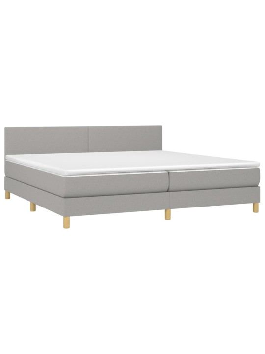 Box spring postel s matrací a LED světle šedá 200x200 cm textil