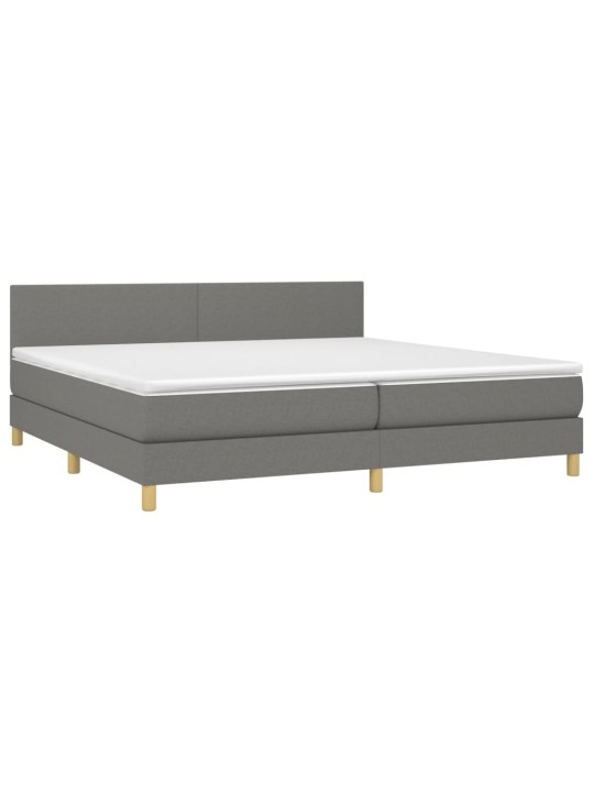 Box spring postel s matrací a LED tmavě šedá 200x200 cm textil