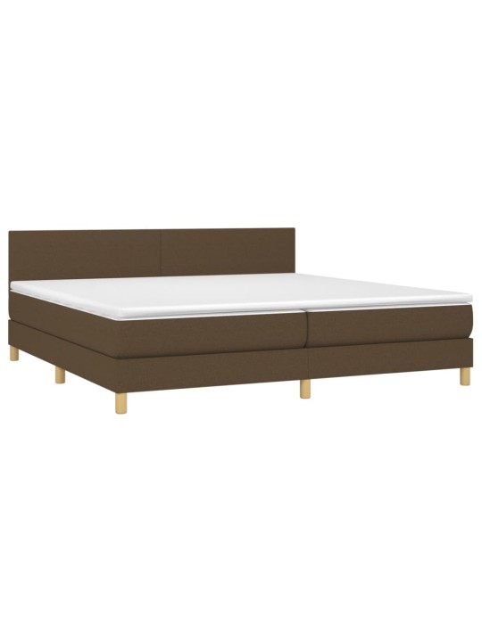 Box spring postel s matrací a led tmavě hnědá 200x200 cm textil