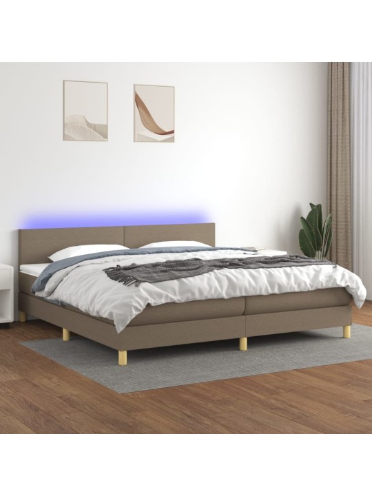 Box spring postel s matrací a LED taupe 200x200 cm textil