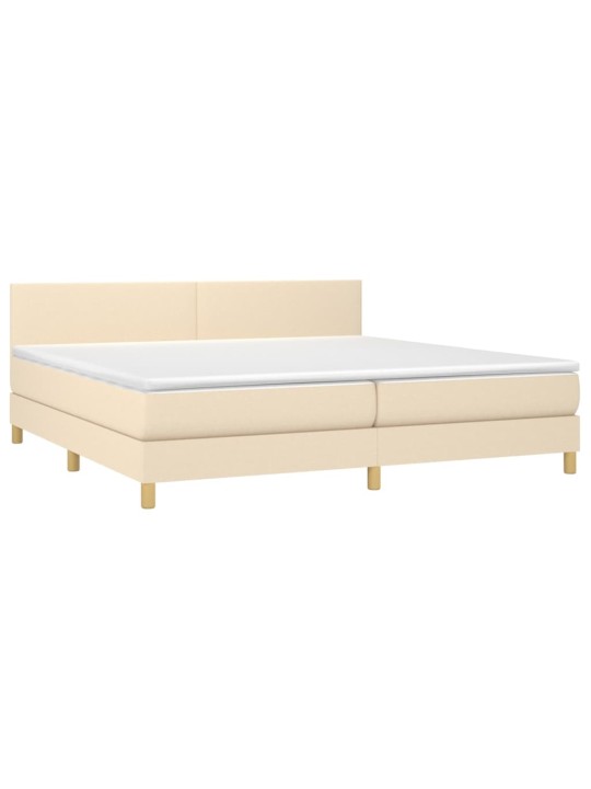 Box spring postel s matrací a LED krémová 200x200 cm textil