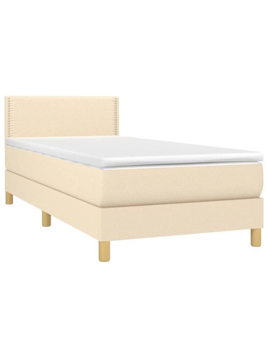 Box spring postel s matrací a LED krémová 80 x 200 cm textil
