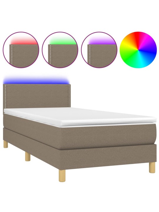 Box spring postel s matrací a LED taupe 100x200 cm textil