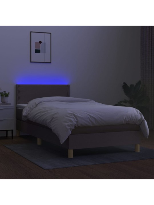 Box spring postel s matrací a LED taupe 100x200 cm textil
