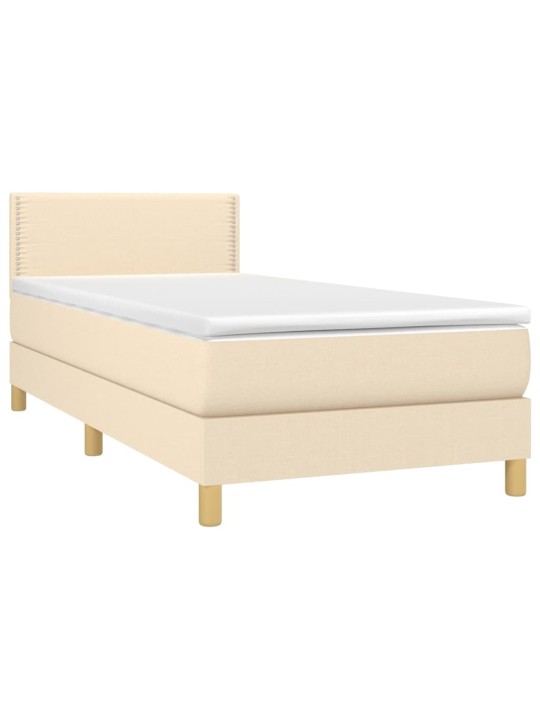 Box spring postel s matrací a LED krémová 100x200 cm textil