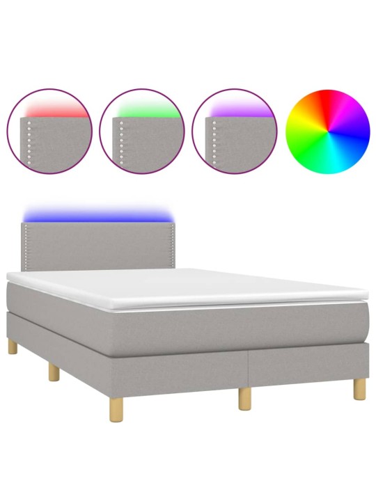Box spring postel s matrací a LED světle šedá 120x200 cm textil