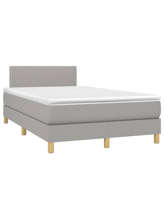 Box spring postel s matrací a LED světle šedá 120x200 cm textil