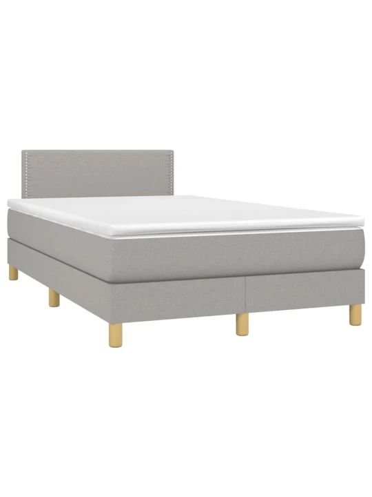Box spring postel s matrací a LED světle šedá 120x200 cm textil