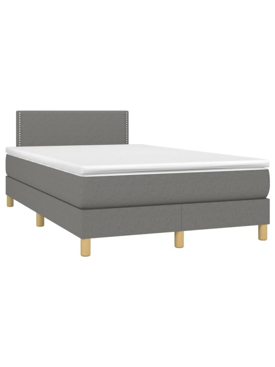 Box spring postel s matrací a LED tmavě šedá 120x200 cm textil