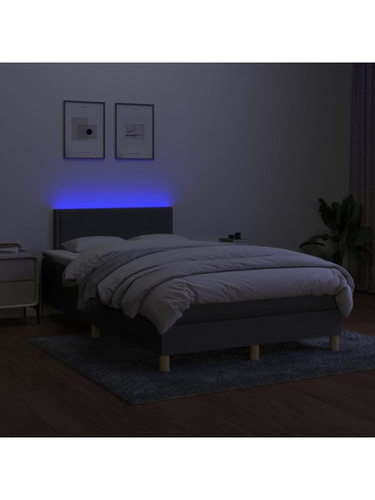 Box spring postel s matrací a LED tmavě šedá 120x200 cm textil