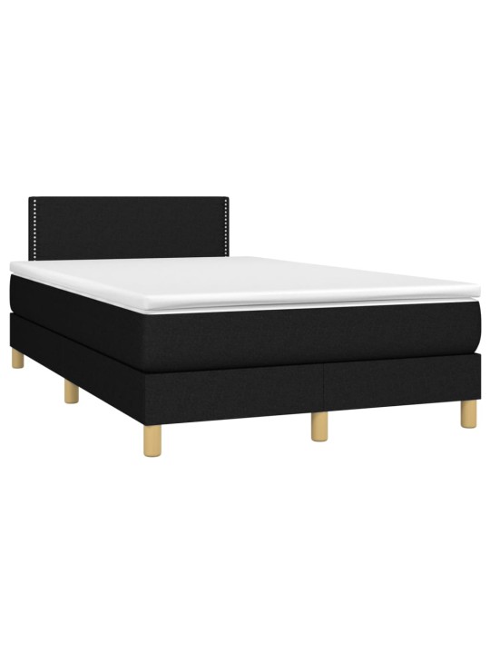 Box spring postel s matrací a LED černá 120 x 200 cm textil