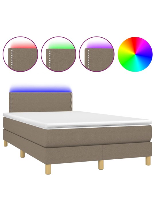 Box spring postel s matrací a LED taupe 120 x 200 cm textil