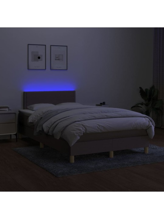 Box spring postel s matrací a LED taupe 120 x 200 cm textil