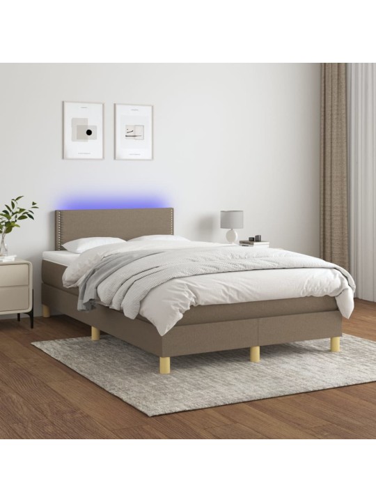 Box spring postel s matrací a LED taupe 120 x 200 cm textil