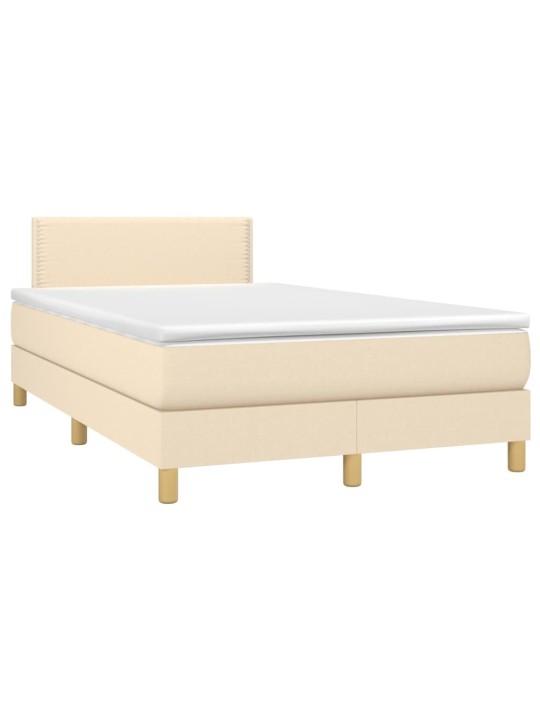 Box spring postel s matrací a LED krémová 120 x 200 cm textil